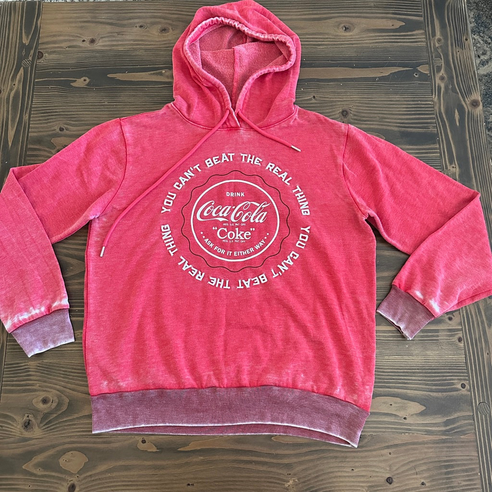 Coca-Cola Kids Red Hoodie L 11–13 Distressed Graphic Sweatshirt